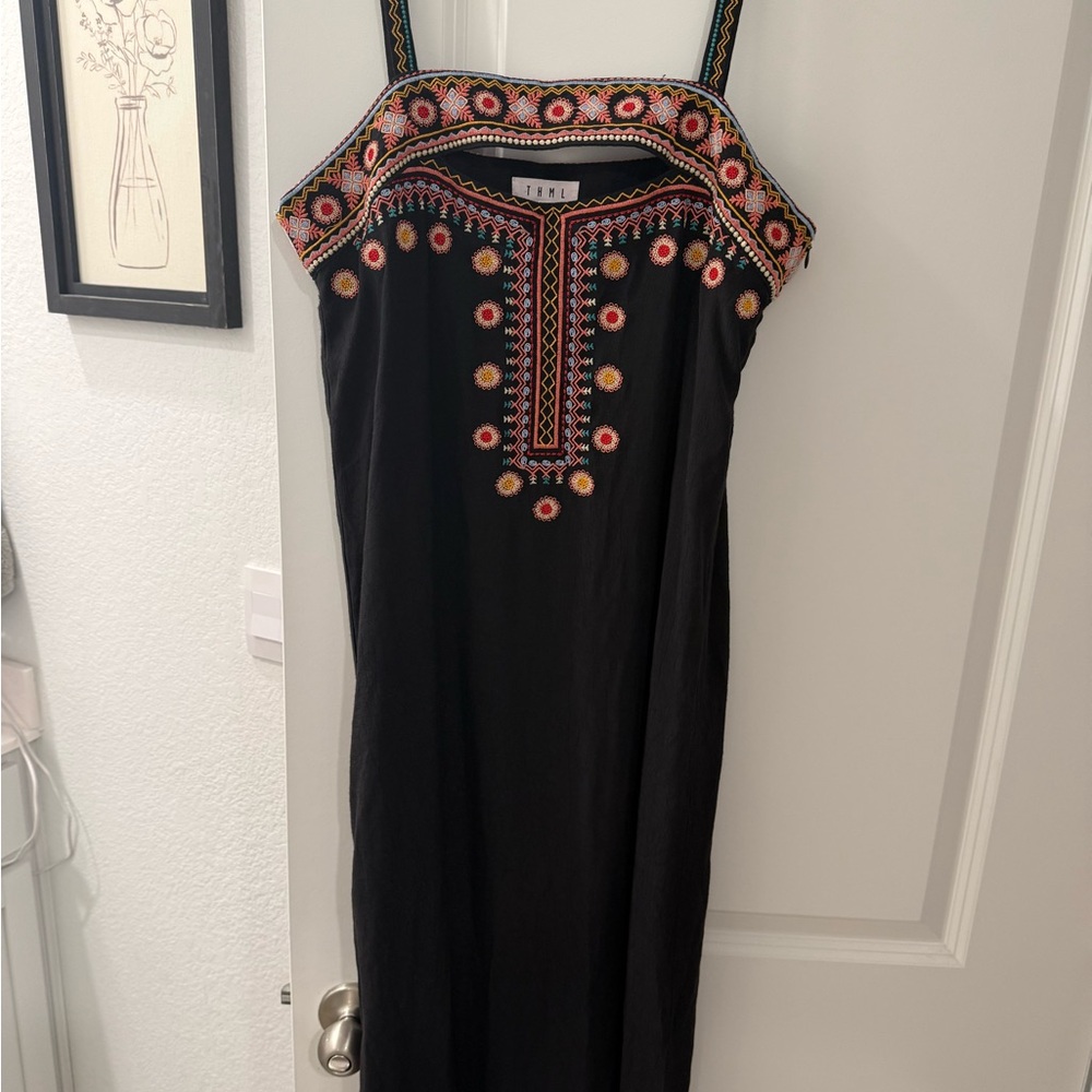 Embroidered Black Dress